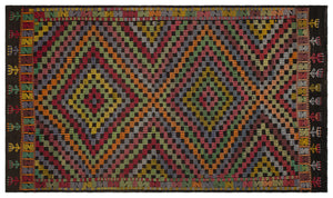 Geometric Over Dyed Kilim Rug 5'3'' x 9'1'' ft 161 x 276 cm