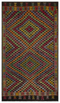 Geometric Over Dyed Kilim Rug 5'3'' x 9'1'' ft 161 x 276 cm