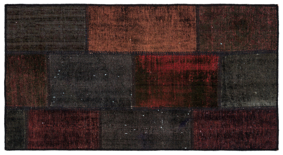 Black Over Dyed Patchwork Unique Rug 2&#39;8&#39;&#39; x 5&#39;0&#39;&#39; ft 82 x 153 cm