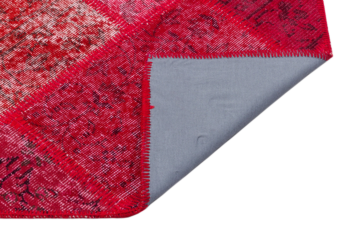 Red Over Dyed Patchwork Unique Rug 4&#39;0&#39;&#39; x 6&#39;0&#39;&#39; ft 122 x 184 cm