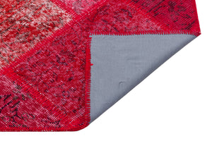 Red Over Dyed Patchwork Unique Rug 4'0'' x 6'0'' ft 122 x 184 cm