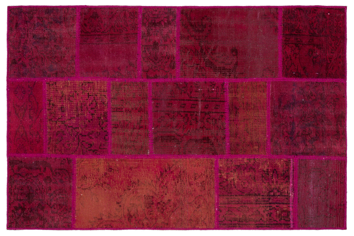 Red Over Dyed Patchwork Unique Rug 3&#39;11&#39;&#39; x 5&#39;11&#39;&#39; ft 119 x 181 cm