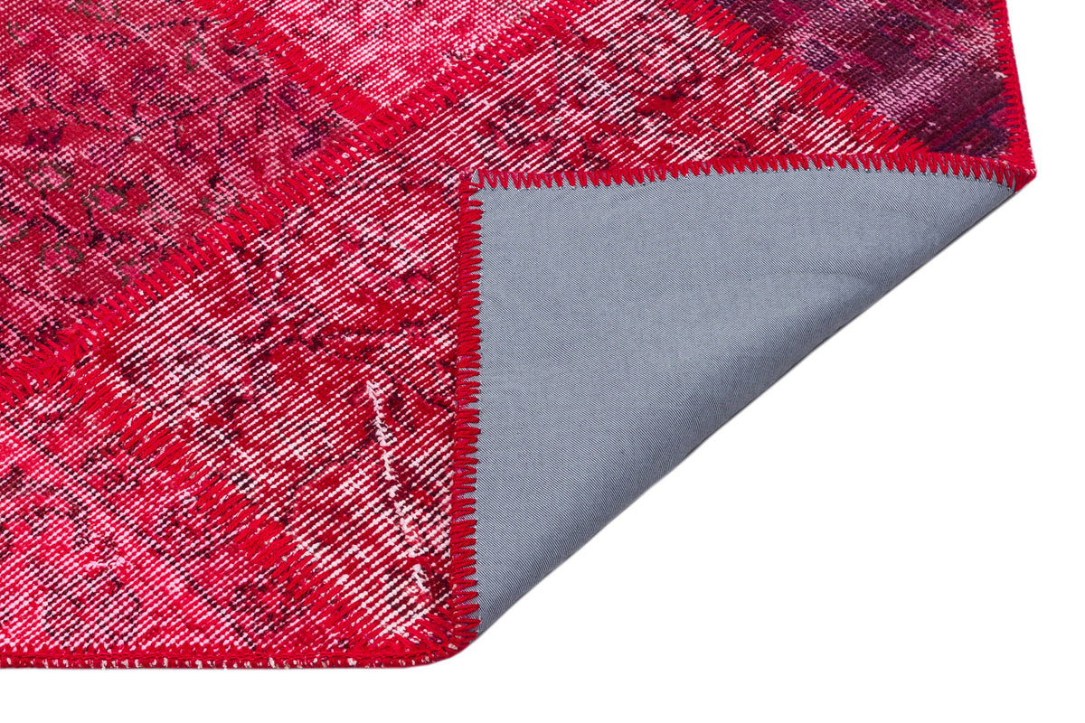Red Over Dyed Patchwork Unique Rug 4&#39;0&#39;&#39; x 6&#39;2&#39;&#39; ft 122 x 187 cm