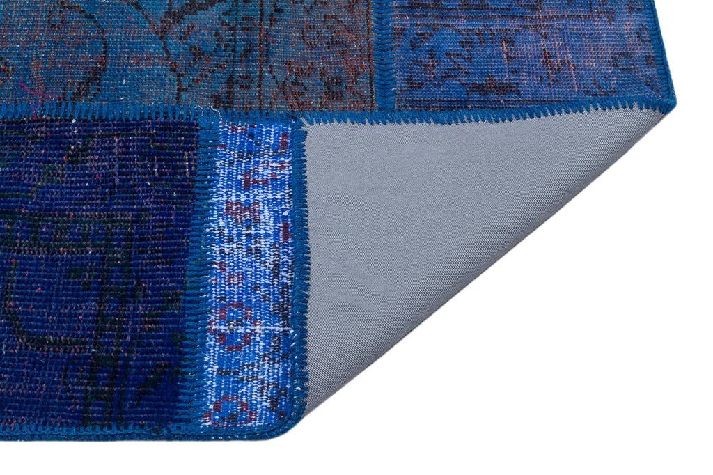 Blue Over Dyed Patchwork Unique Rug 3'10'' x 5'10'' ft 118 x 177 cm