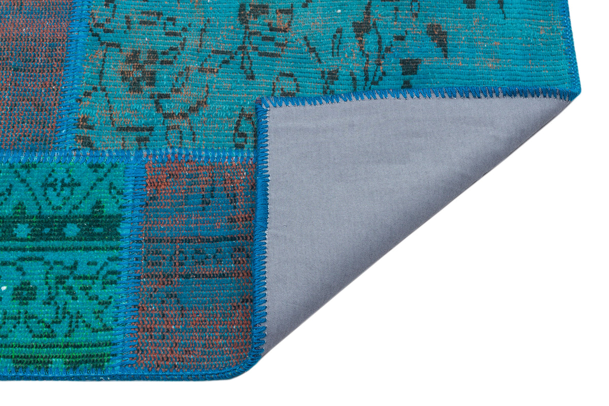Turquoise  Over Dyed Patchwork Unique Rug 4&#39;0&#39;&#39; x 6&#39;0&#39;&#39; ft 122 x 183 cm