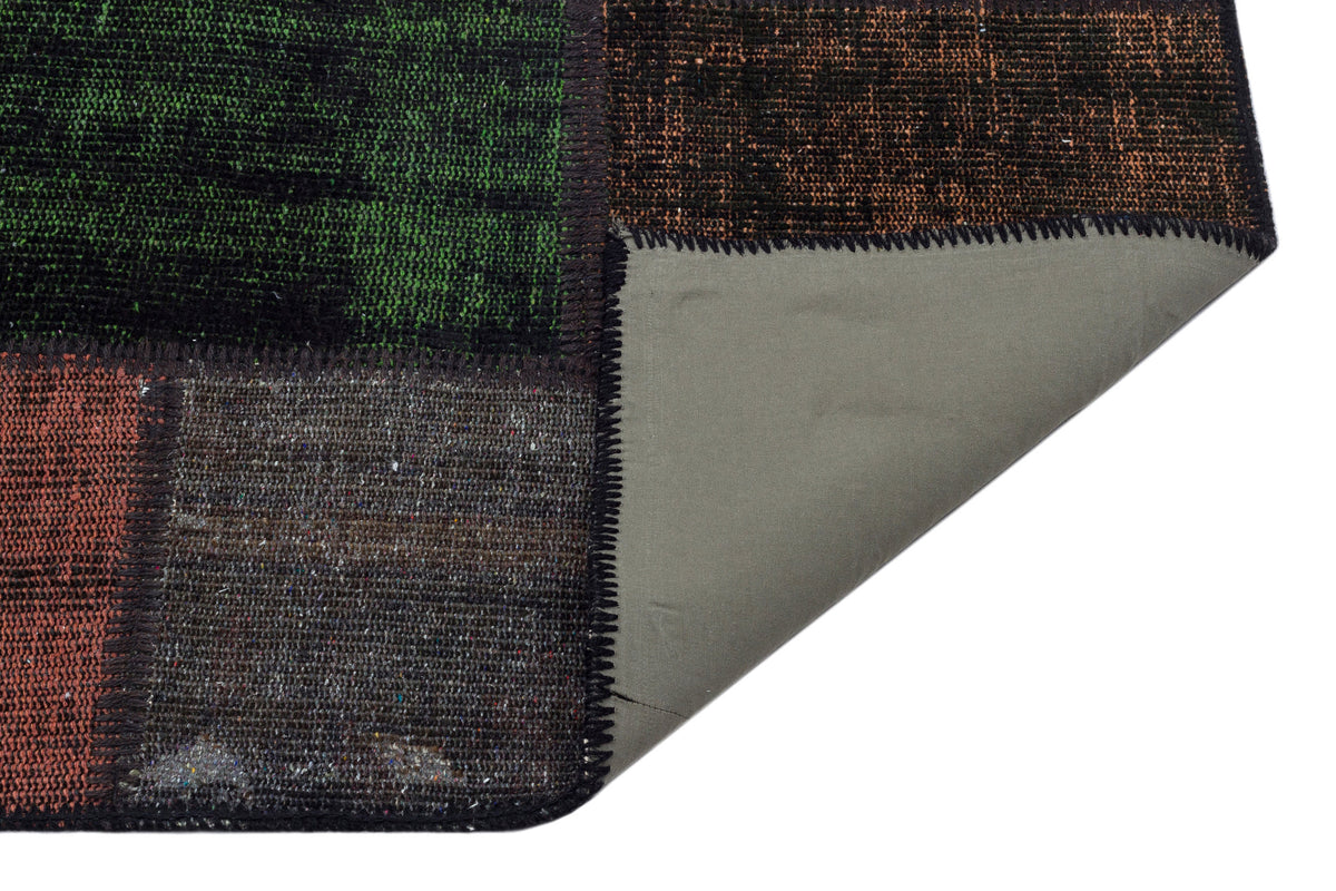 Brown Over Dyed Patchwork Unique Rug 4&#39;0&#39;&#39; x 5&#39;11&#39;&#39; ft 122 x 181 cm