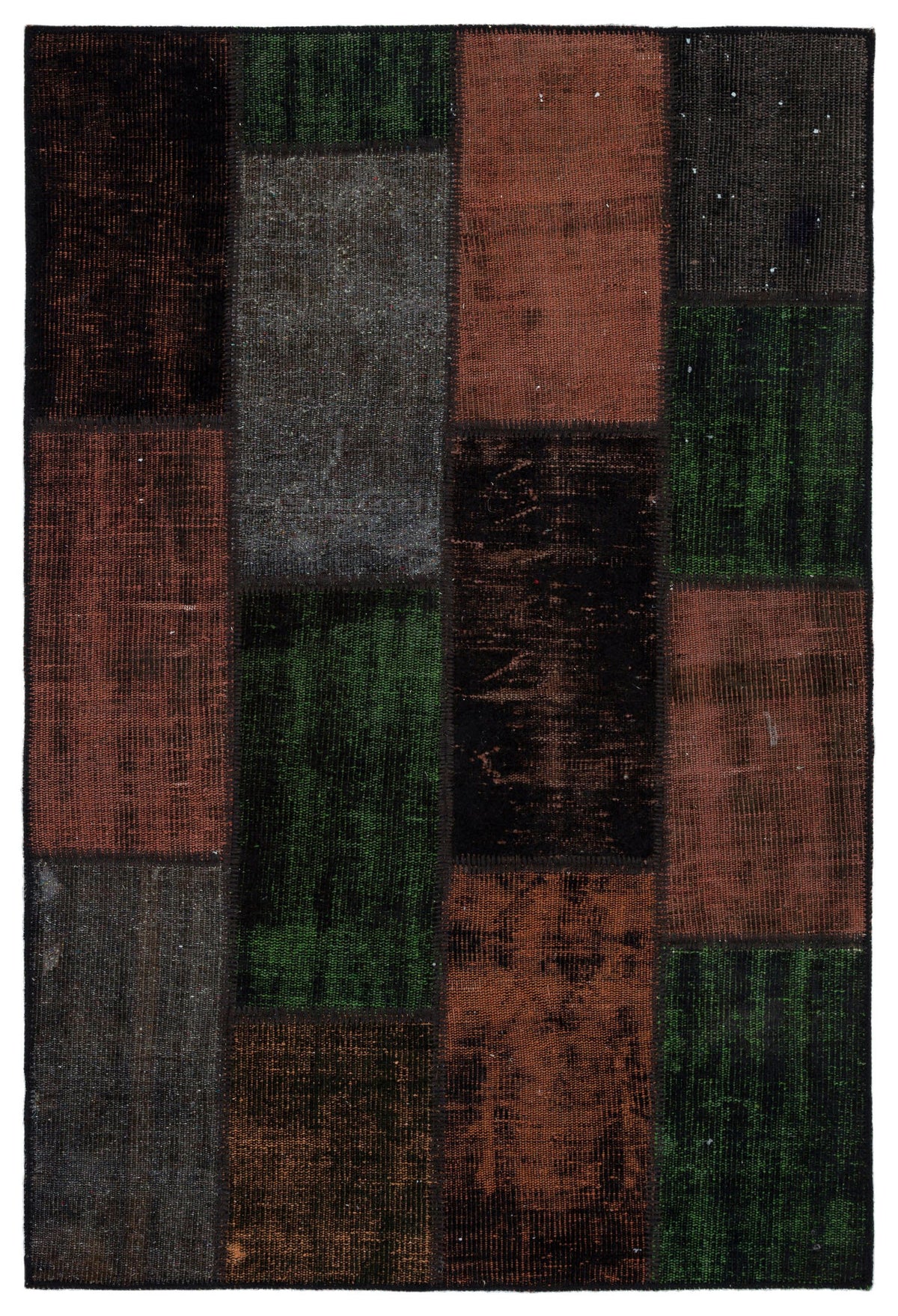 Brown Over Dyed Patchwork Unique Rug 4&#39;0&#39;&#39; x 5&#39;11&#39;&#39; ft 122 x 181 cm