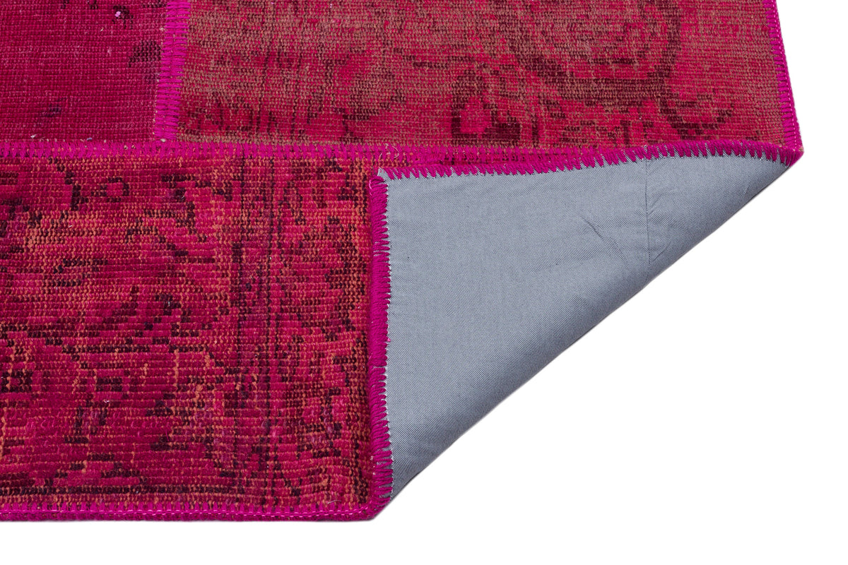 Red Over Dyed Patchwork Unique Rug 5&#39;3&#39;&#39; x 7&#39;7&#39;&#39; ft 160 x 230 cm