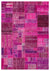 Fuchsia Over Dyed Patchwork Unique Rug 5'3'' x 7'5'' ft 159 x 227 cm