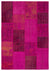 Fuchsia Over Dyed Patchwork Unique Rug 5'3'' x 7'8'' ft 161 x 233 cm