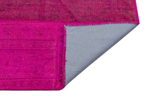 Fuchsia Over Dyed Patchwork Unique Rug 5'4'' x 7'7'' ft 162 x 230 cm