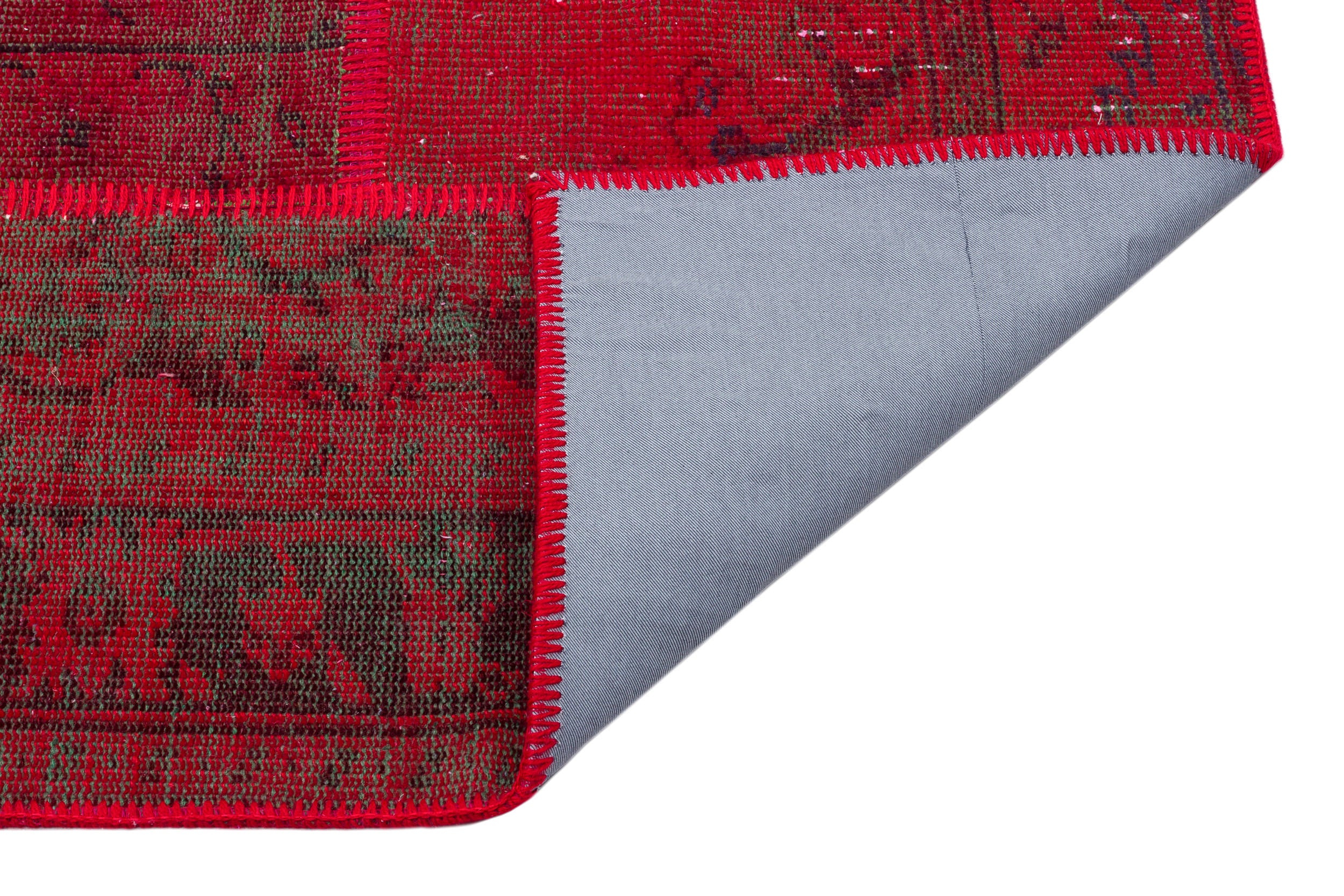 Red Over Dyed Patchwork Unique Rug 5'1'' x 7'6'' ft 156 x 228 cm