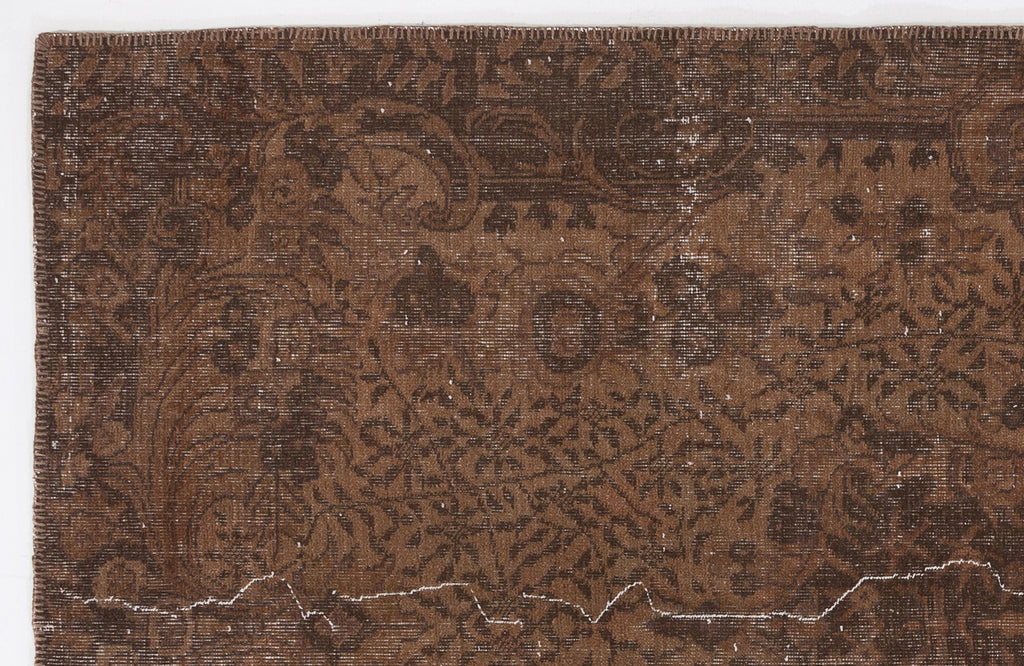 Brown Over Dyed Vintage Rug 5'4'' x 8'12'' ft 163 x 274 cm