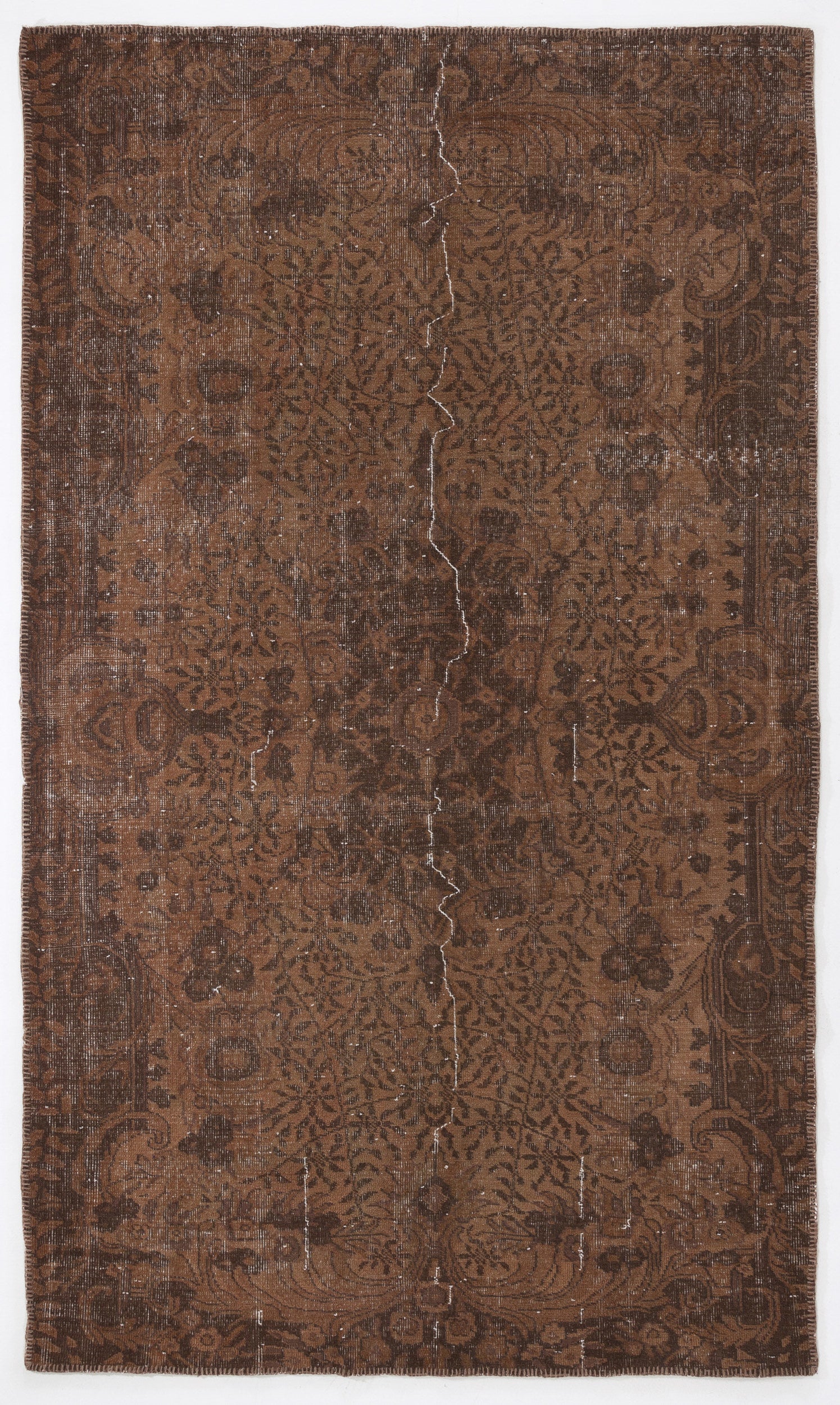 Brown Over Dyed Vintage Rug 5'4'' x 8'12'' ft 163 x 274 cm