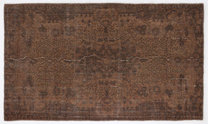 Brown Over Dyed Vintage Rug 5'4'' x 8'12'' ft 163 x 274 cm
