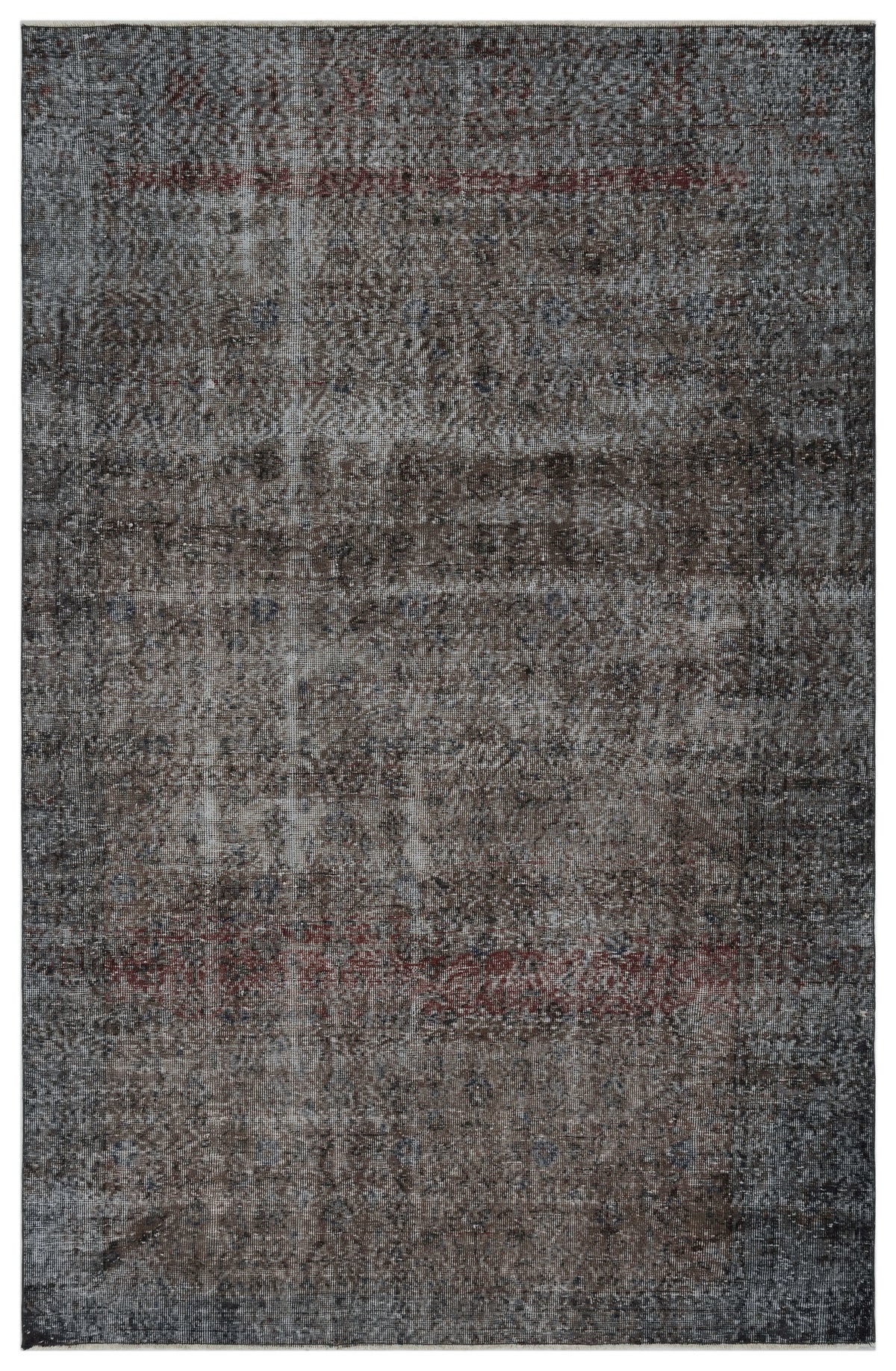 Gray Over Dyed Vintage Rug 6&#39;1&#39;&#39; x 9&#39;5&#39;&#39; ft 185 x 288 cm