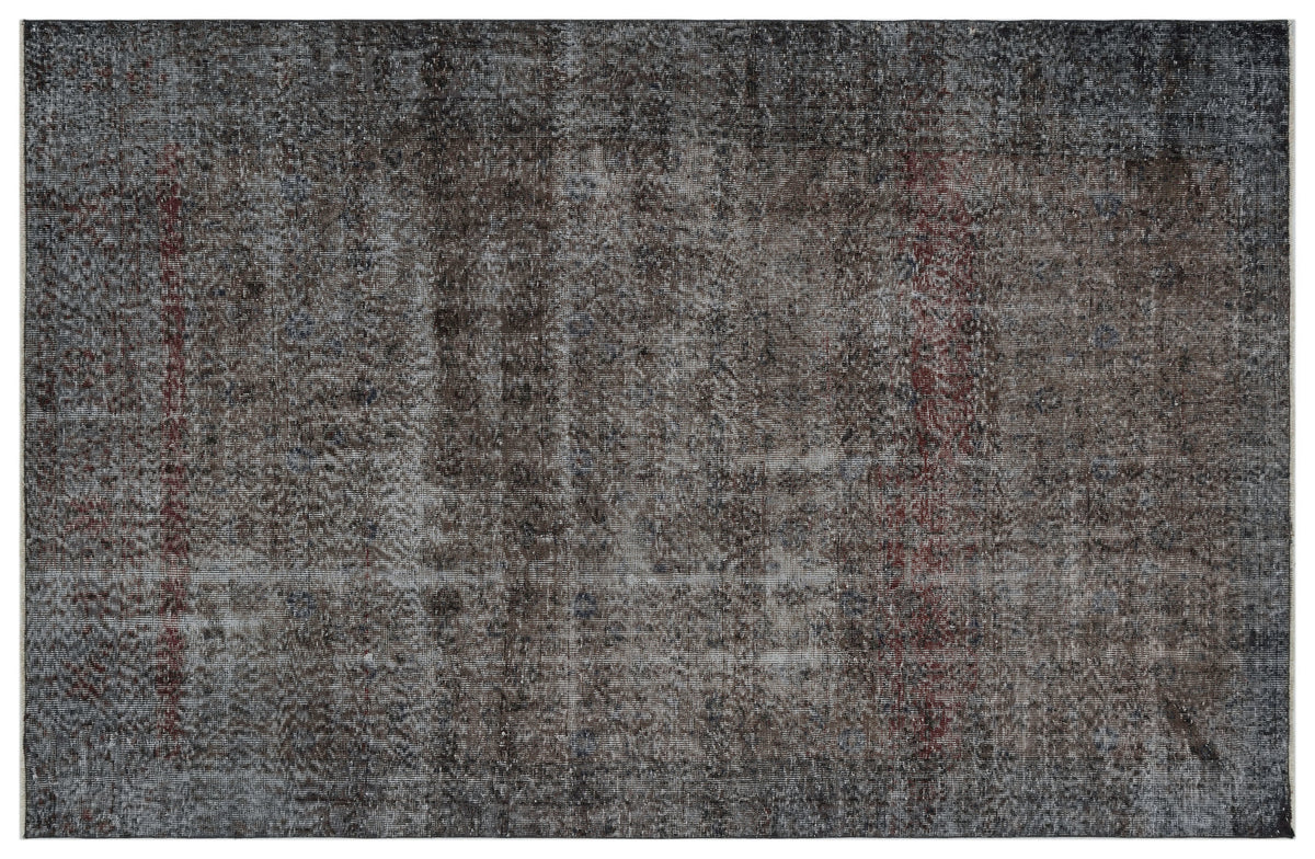 Gray Over Dyed Vintage Rug 6&#39;1&#39;&#39; x 9&#39;5&#39;&#39; ft 185 x 288 cm