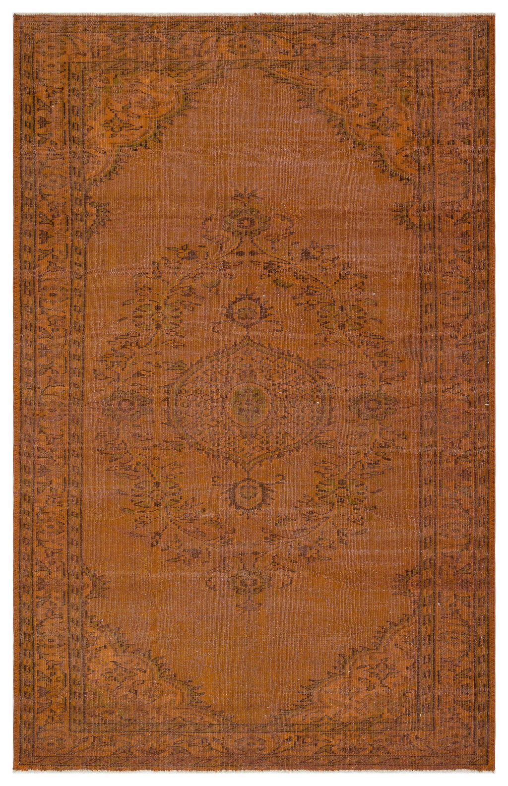 Brown Over Dyed Vintage Rug 5'7'' x 8'9'' ft 171 x 266 cm