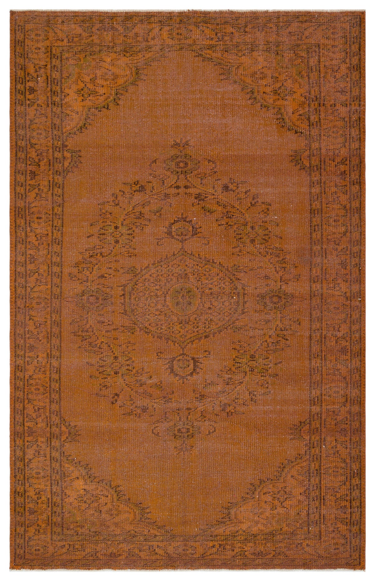 Brown Over Dyed Vintage Rug 5&#39;7&#39;&#39; x 8&#39;9&#39;&#39; ft 171 x 266 cm