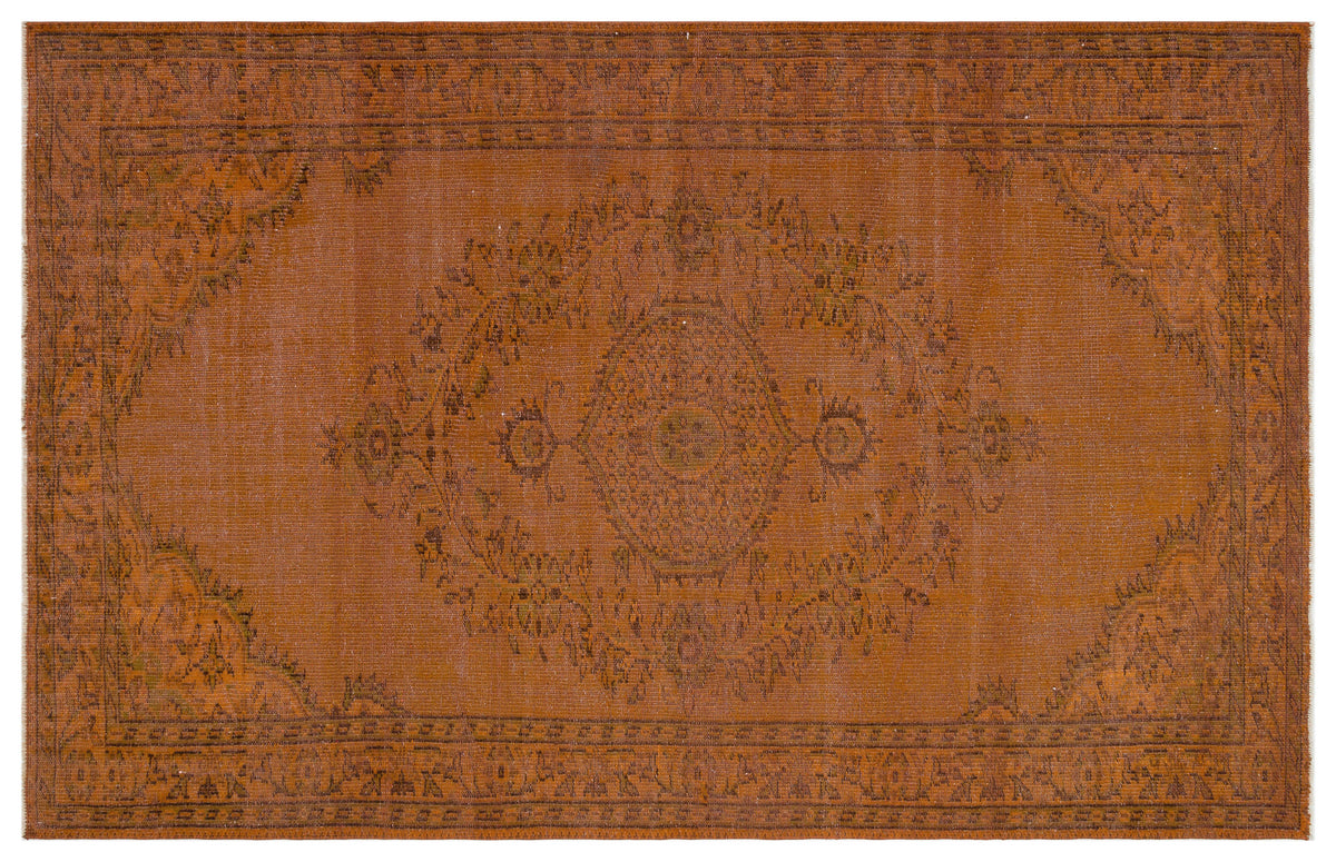 Brown Over Dyed Vintage Rug 5&#39;7&#39;&#39; x 8&#39;9&#39;&#39; ft 171 x 266 cm
