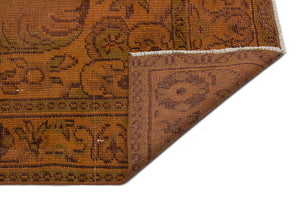 Brown Over Dyed Vintage Rug 5'8'' x 9'9'' ft 172 x 296 cm