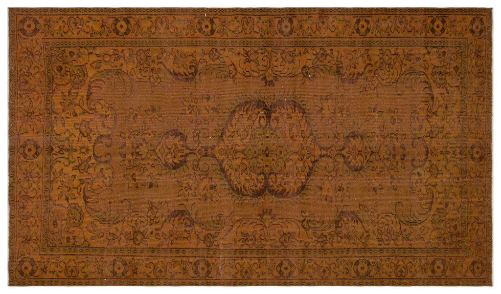 Brown Over Dyed Vintage Rug 5'8'' x 9'9'' ft 172 x 296 cm