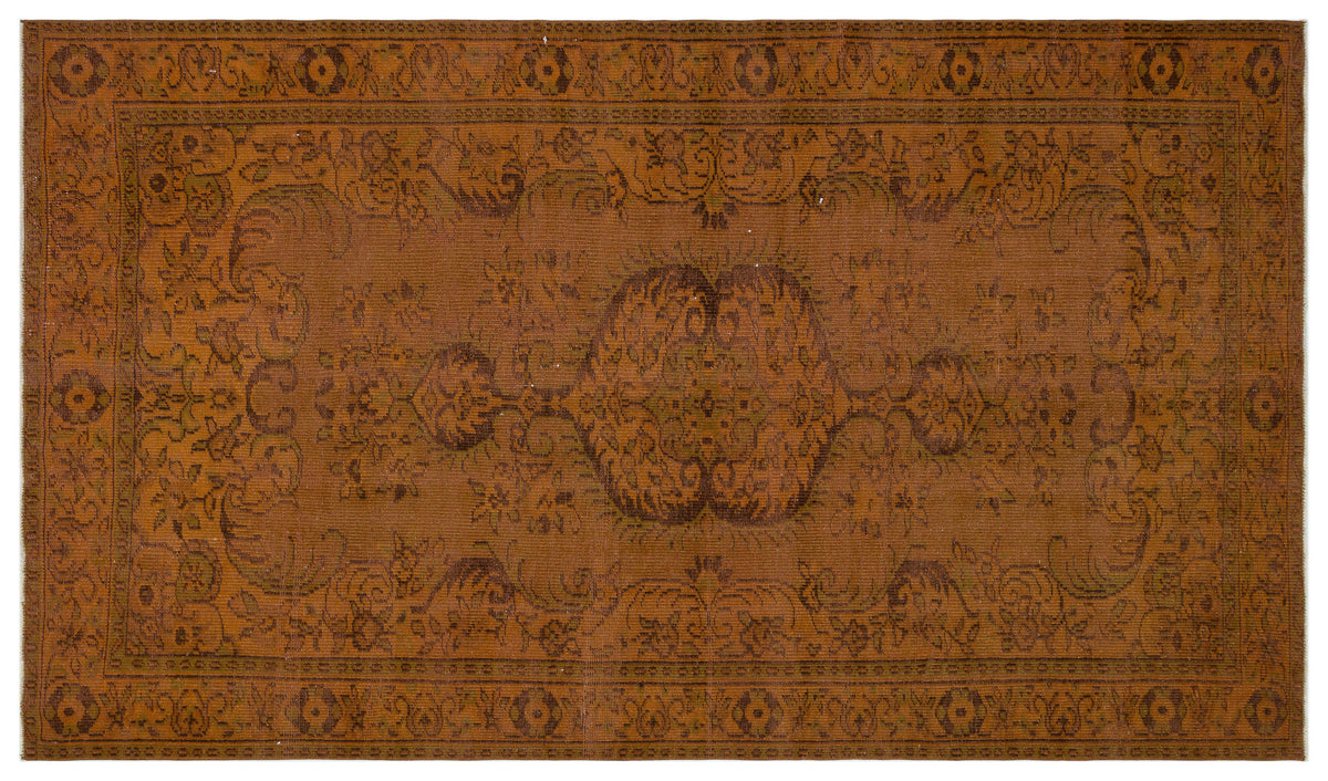 Brown Over Dyed Vintage Rug 5&#39;8&#39;&#39; x 9&#39;9&#39;&#39; ft 172 x 296 cm