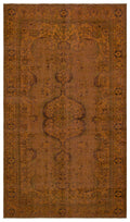 Brown Over Dyed Vintage Rug 5'8'' x 9'9'' ft 172 x 296 cm