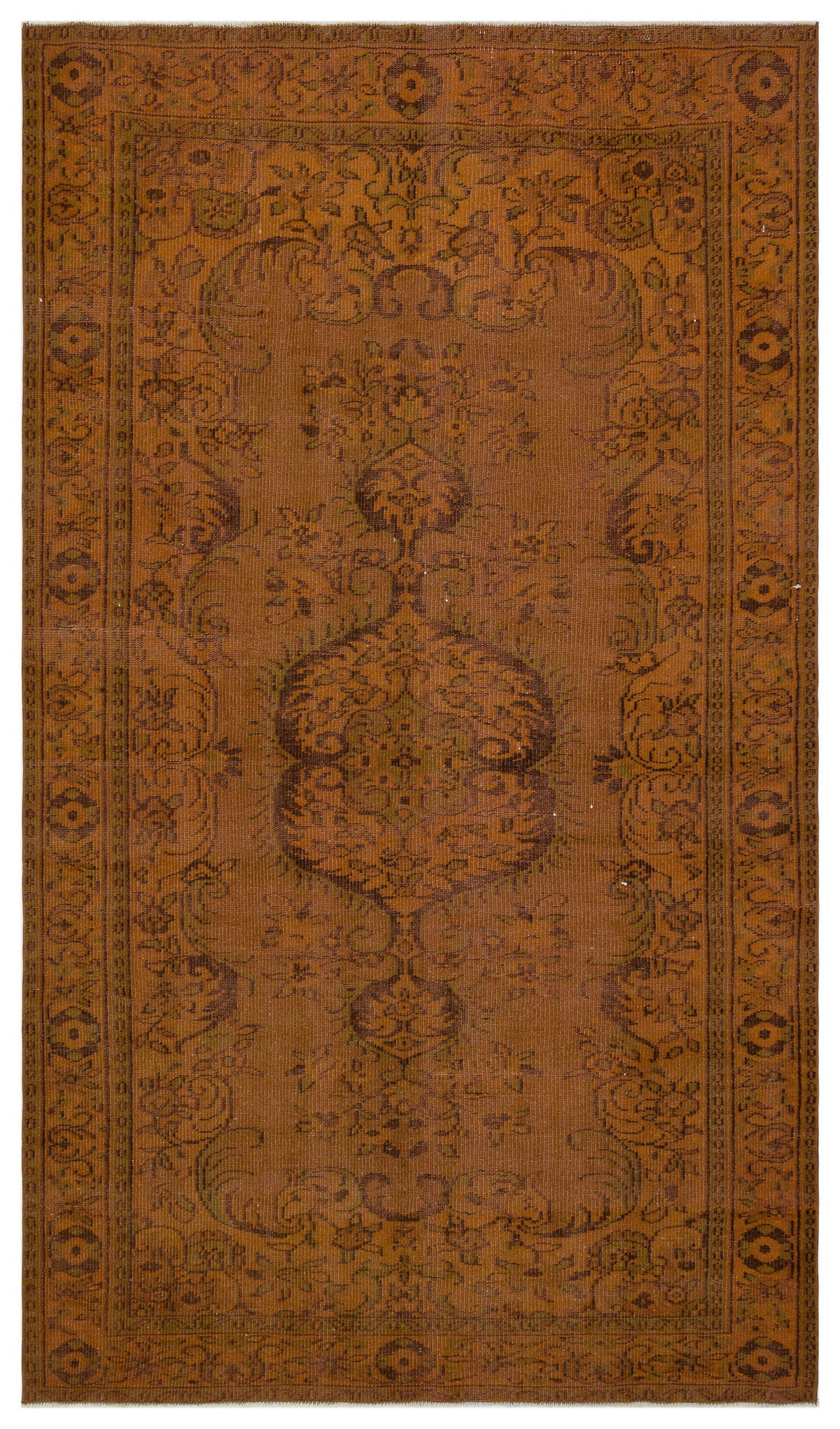 Brown Over Dyed Vintage Rug 5&#39;8&#39;&#39; x 9&#39;9&#39;&#39; ft 172 x 296 cm