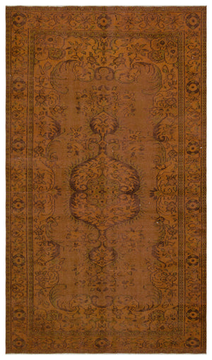 Brown Over Dyed Vintage Rug 5'8'' x 9'9'' ft 172 x 296 cm