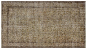 Brown Over Dyed Vintage Rug 5'4'' x 9'5'' ft 162 x 288 cm