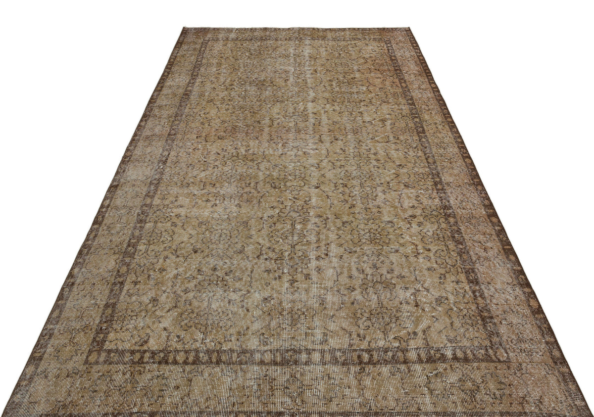 Brown Over Dyed Vintage Rug 5&#39;4&#39;&#39; x 9&#39;5&#39;&#39; ft 162 x 288 cm