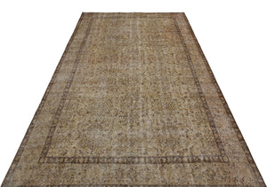 Brown Over Dyed Vintage Rug 5'4'' x 9'5'' ft 162 x 288 cm