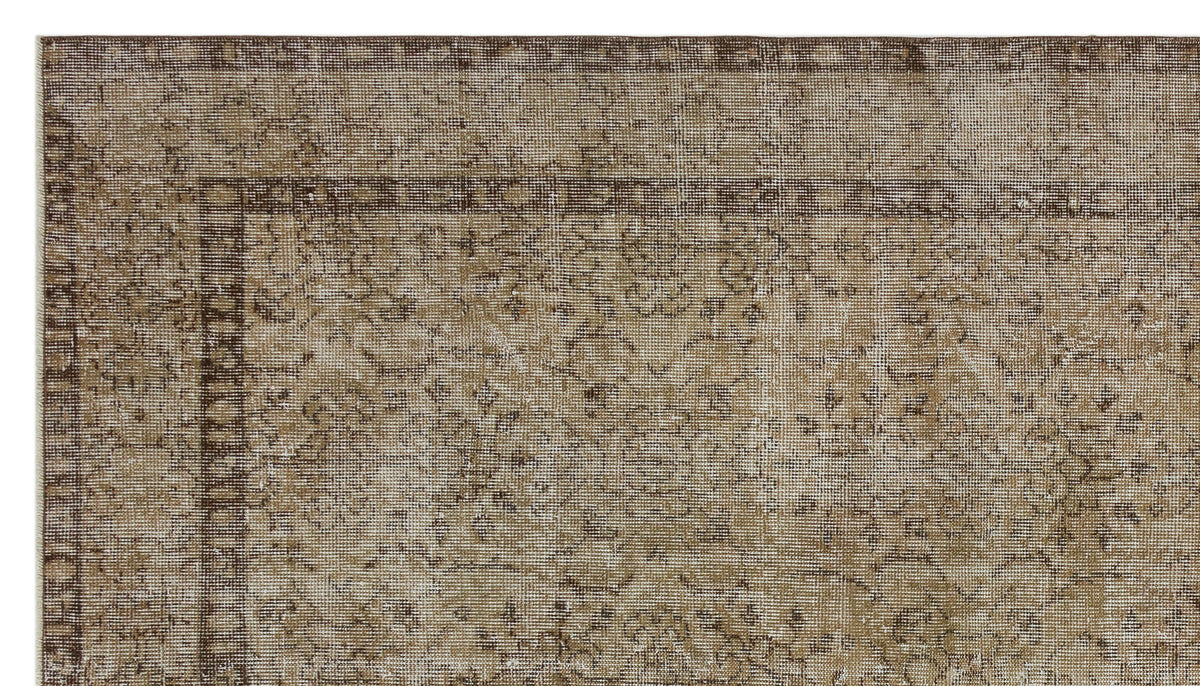 Brown Over Dyed Vintage Rug 5&#39;4&#39;&#39; x 9&#39;5&#39;&#39; ft 162 x 288 cm