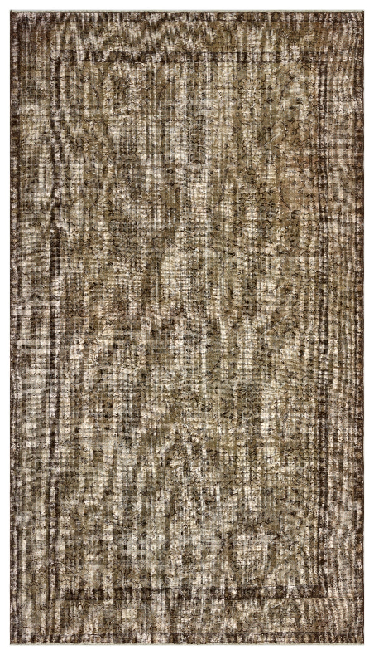 Brown Over Dyed Vintage Rug 5&#39;4&#39;&#39; x 9&#39;5&#39;&#39; ft 162 x 288 cm
