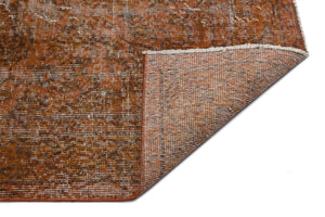 Brown Over Dyed Vintage Rug 5'6'' x 8'10'' ft 167 x 269 cm