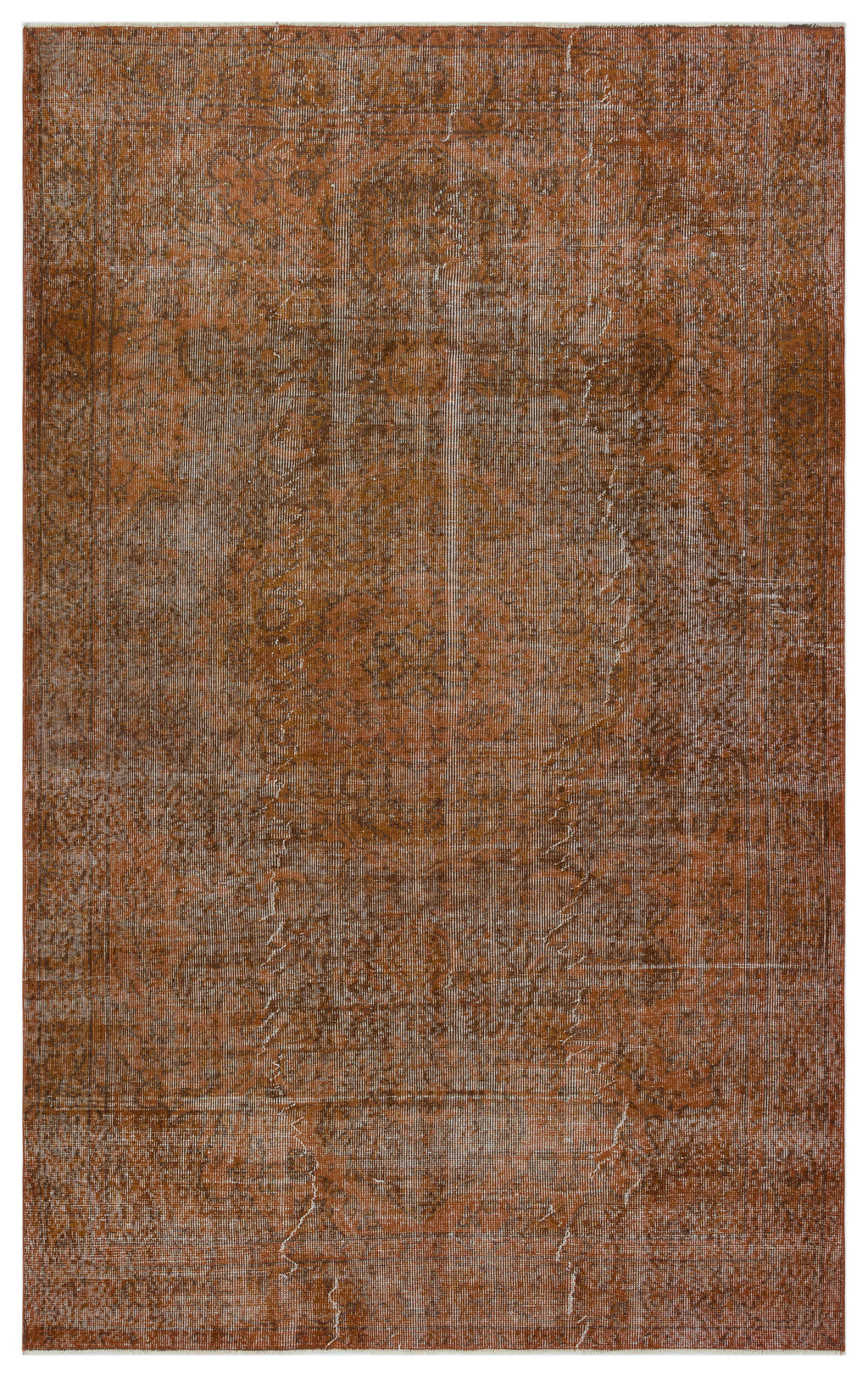 Brown Over Dyed Vintage Rug 5'6'' x 8'10'' ft 167 x 269 cm