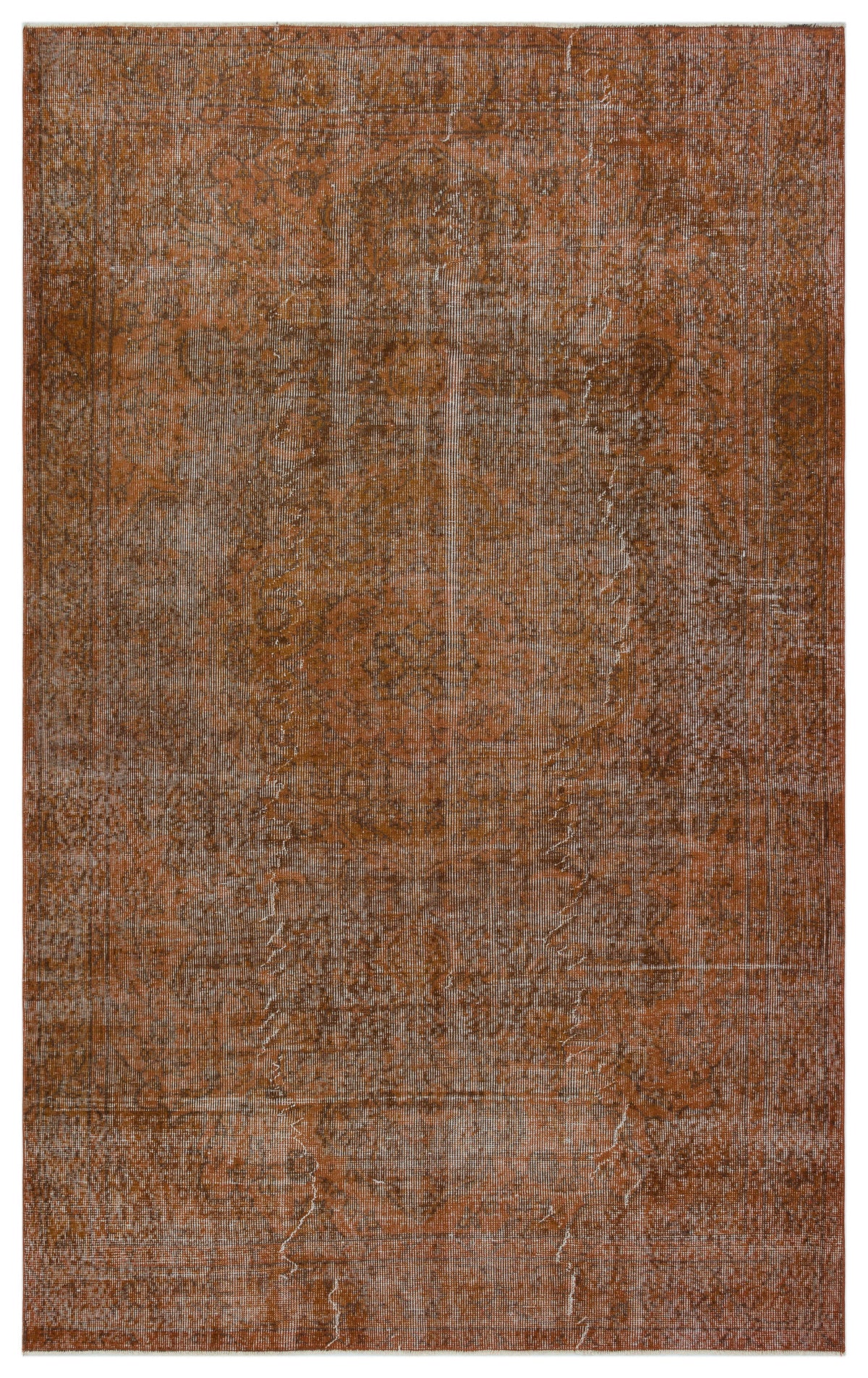 Brown Over Dyed Vintage Rug 5&#39;6&#39;&#39; x 8&#39;10&#39;&#39; ft 167 x 269 cm