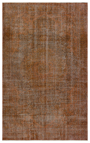 Brown Over Dyed Vintage Rug 5'6'' x 8'10'' ft 167 x 269 cm