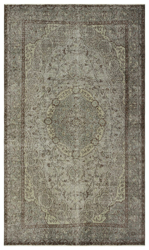 Gray Over Dyed Vintage Rug 5'6'' x 8'11'' ft 168 x 272 cm