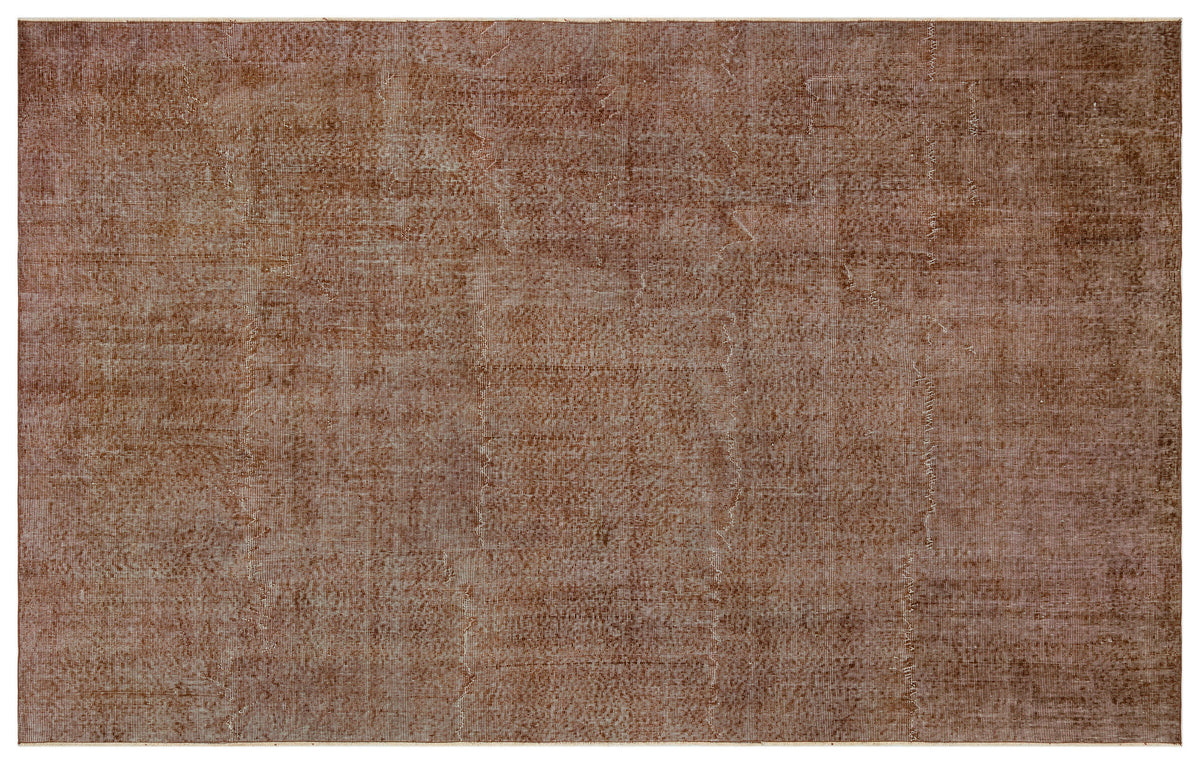 Brown Over Dyed Vintage Rug 6&#39;1&#39;&#39; x 9&#39;9&#39;&#39; ft 185 x 297 cm
