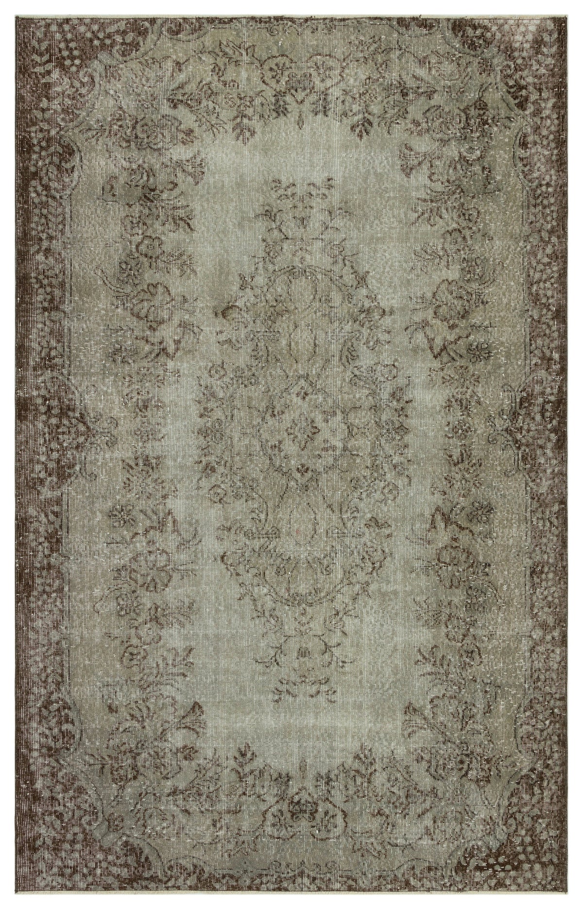 Gray Over Dyed Vintage Rug 5&#39;7&#39;&#39; x 8&#39;8&#39;&#39; ft 170 x 265 cm