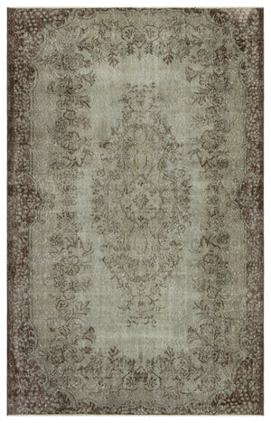 Gray Over Dyed Vintage Rug 5'7'' x 8'8'' ft 170 x 265 cm