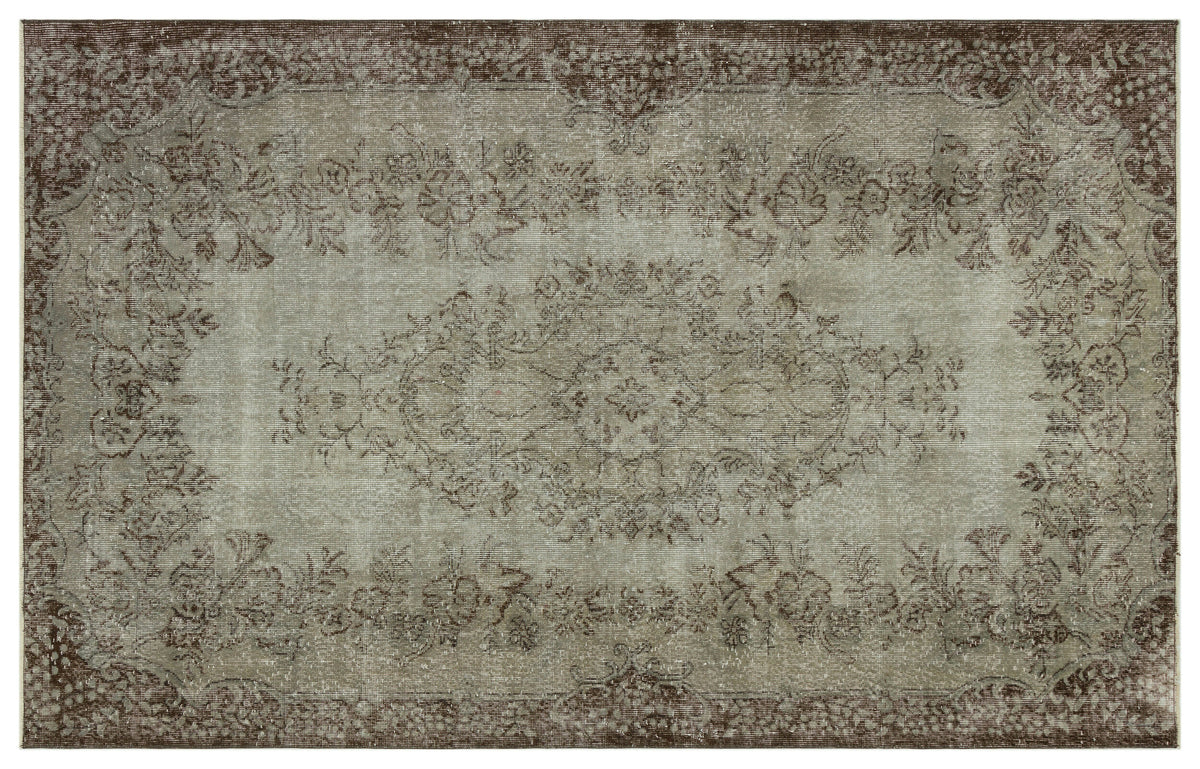 Gray Over Dyed Vintage Rug 5&#39;7&#39;&#39; x 8&#39;8&#39;&#39; ft 170 x 265 cm