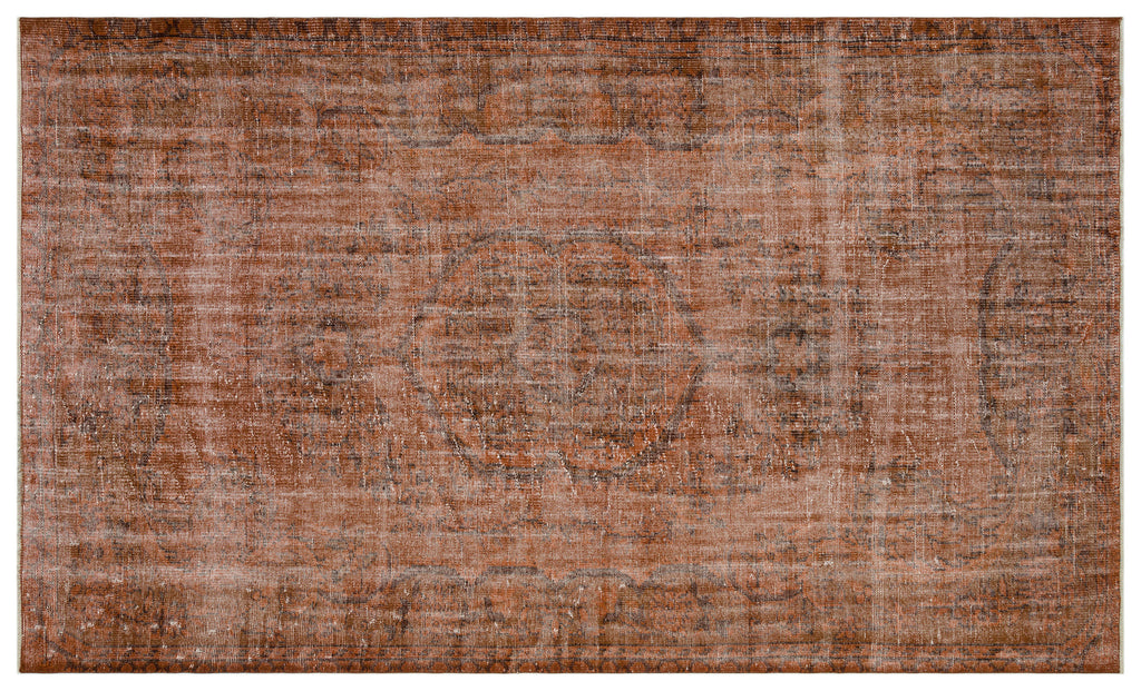 Brown Over Dyed Vintage Rug 5'7'' x 9'8'' ft 170 x 294 cm