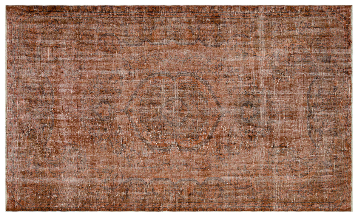 Brown Over Dyed Vintage Rug 5&#39;7&#39;&#39; x 9&#39;8&#39;&#39; ft 170 x 294 cm