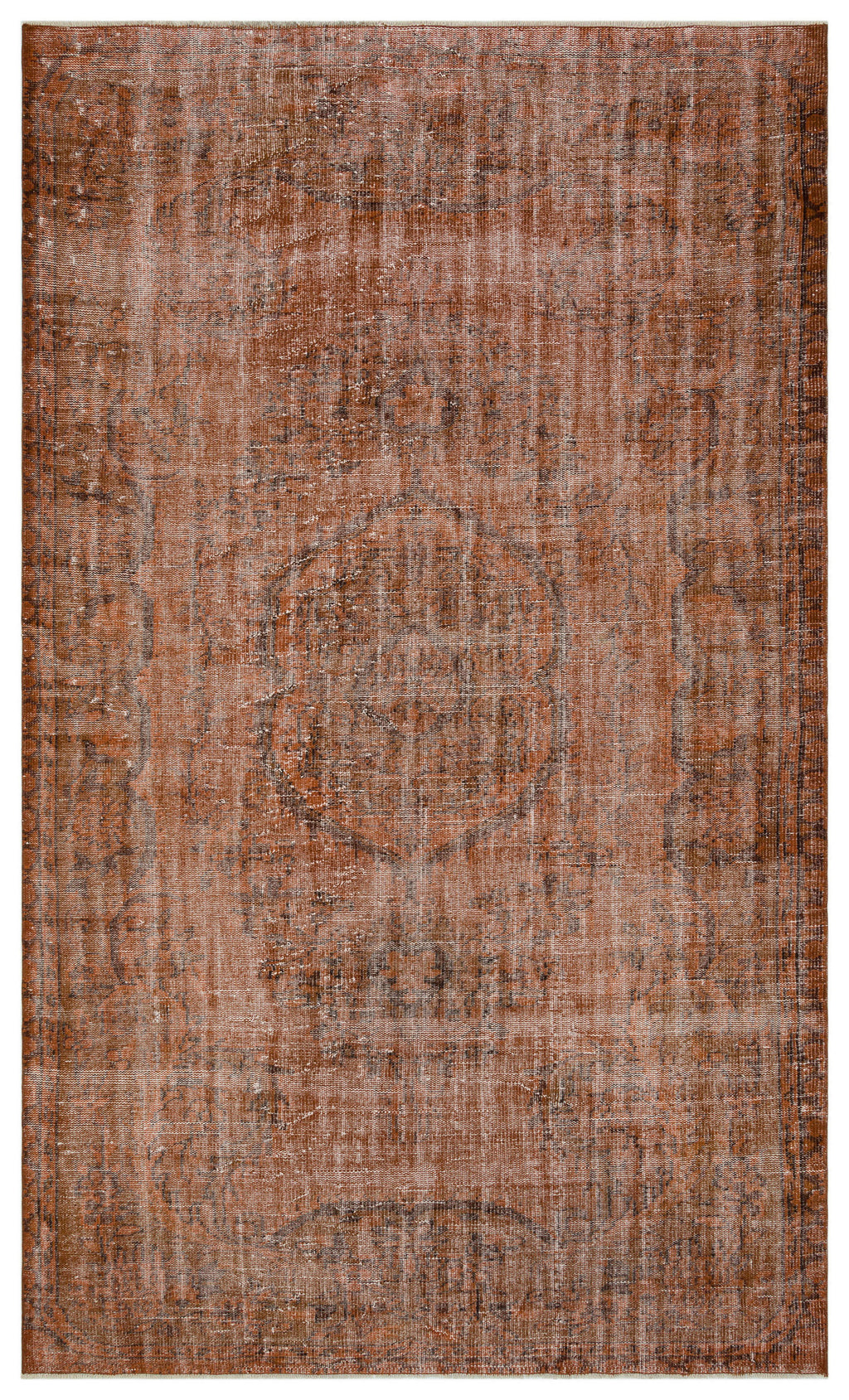 Brown Over Dyed Vintage Rug 5'7'' x 9'8'' ft 170 x 294 cm