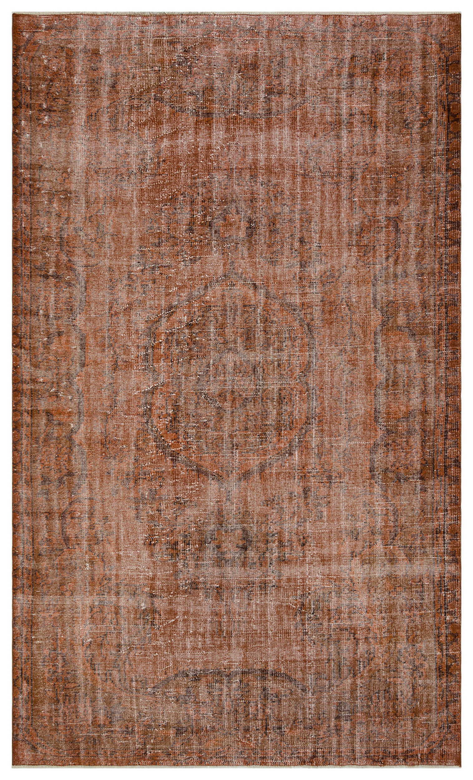Brown Over Dyed Vintage Rug 5'7'' x 9'8'' ft 170 x 294 cm