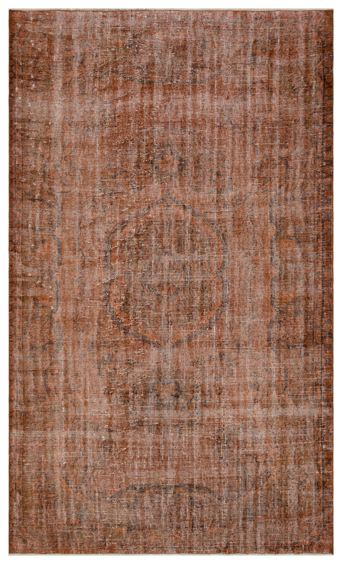 Brown Over Dyed Vintage Rug 5&#39;7&#39;&#39; x 9&#39;8&#39;&#39; ft 170 x 294 cm