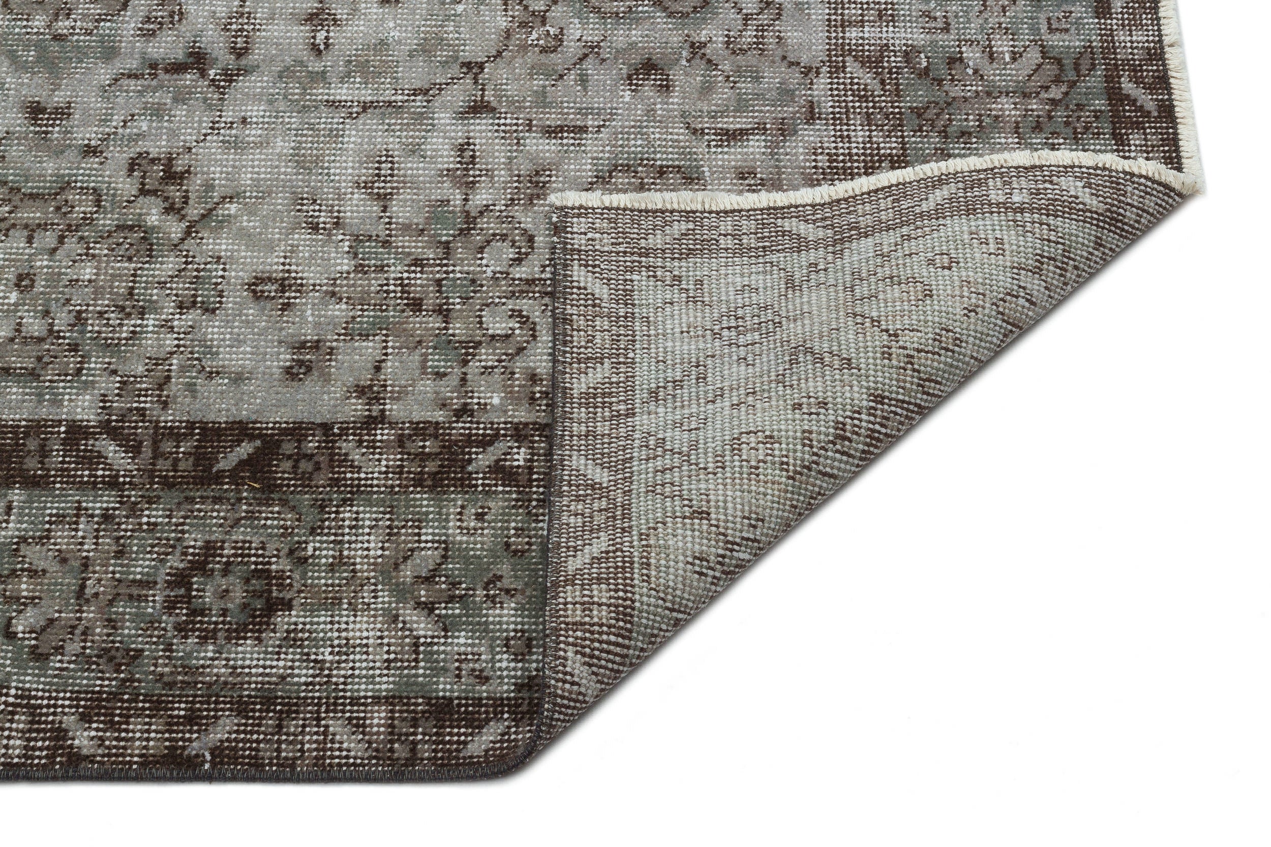 Gray Over Dyed Vintage Rug 5'8'' x 9'9'' ft 173 x 296 cm